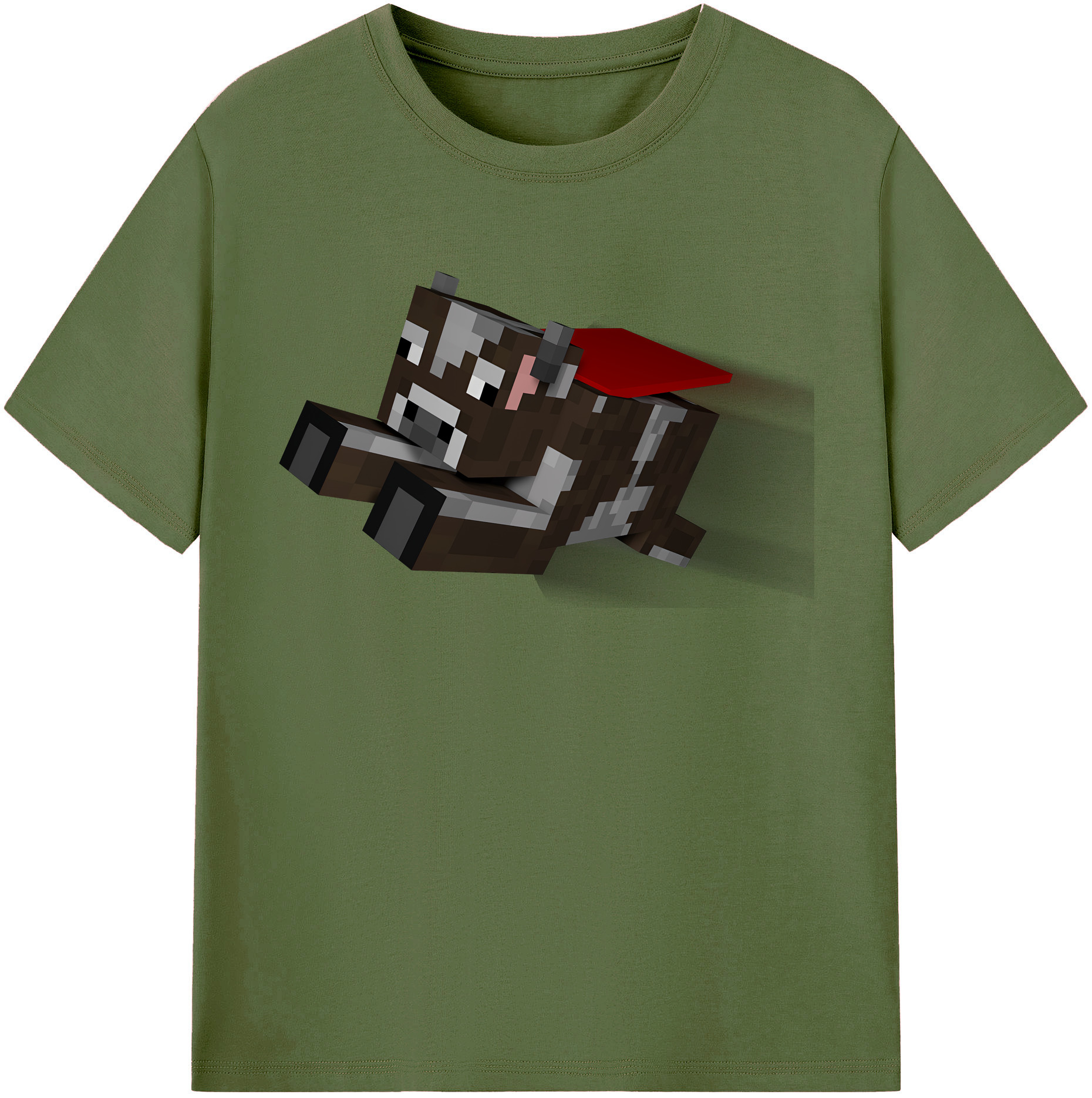 （画像用） マインクラフト ブロックの世界 Minecraft MC Block world 綿100％半袖Tシャツ（フロントプリント）